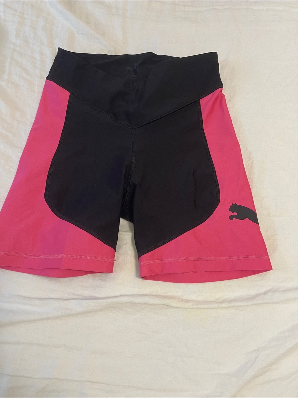 Puma Black & Pink High-Waist Bike Shorts